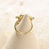 Brass Micro Pave Clear Cubic Zirconia Open Cuff Rings for Women Men KK-B124-12G-3