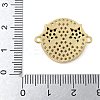 Rack Plating Brass Micro Pave Clear Cubic Zirconia Flat Round Connector Charms KK-A234-040G-02-3