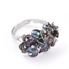 Adjustable Natural Baroque Pearl Keshi Pearl Finger Ring & Dangle Earrings Jewelry Sets SJEW-JS01072-3