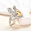 Gothic Style Brass Micro Pave Clear Cubic Zirconia Cuff Rings for Women RJEW-U051-02A-GP-3