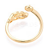 Leaf Brass Micro Pave Cubic Zirconia Cup Peg Ring Settings KK-N274-07G-3
