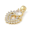 Brass Micro Pave Clear Cubic Zirconia Pendants ZIRC-M001-16A-G-2