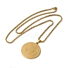 Flat Round 201 Stainless Steel Menorah with Star of David Pendant Necklaces for Women and Men LS-NJEW-F324-07G-2