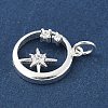 925 Sterling Silver Pave Clear Cubic Zirconia Ring with Star Pendants STER-R013-10S-2