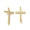 Brass Micro Pave Clear Cubic Zirconia Connector Charms KK-E068-VB332-2