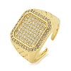 Brass with Cubic Zirconia Open Cuff Rings RJEW-U011-06A-G-1