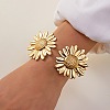 304 Stainless Steel Flower Cuff Bangles for Women BJEW-Z157-02G-03-1