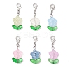 Flower Glass Pendant Decorations HJEW-JM03379-S-1