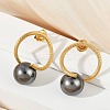 304 Stainless Steel Natural Shell Pearl Stud Earrings EJEW-G423-21G-3
