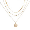 Alloy Flower Coin Pendant 3 Layered Necklaces for Women FS-WGE6B44-01-2
