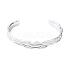 Non-Tarnish 304 Stainless Steel Textured Open Cuff Bangles for Women STAS-B068-02P-2