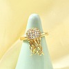 Ocean Theme Brass Micro Pave Cubic Zirconia Cuff Rings for Women RJEW-F184-17H-G-1