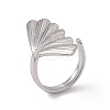 304 Stainless Steel Shell Shape Cuff Ring for Women RJEW-C045-25P-1