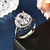 Adjustable 925 Sterling Silver Micro Pave Cubic Zirconia Cuff Rings for Women RJEW-F183-01B-01-1