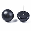 Painted Half Round Schima Wood Earrings for Girl Women EJEW-T017-02A-1
