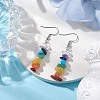 Natural Mixed Stone & Synthetic Turquoise Dangle Earrings EJEW-JE06032-2
