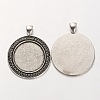 Tibetan Style Alloy Flat Round Pendant Cabochon Settings PALLOY-J494-36AS-1