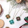 3Pcs 3 Colors Glass Seed Beaded Clover Pendant 304 Stainless Steel Cable Chain Necklaces for Women NJEW-MZ00128-1