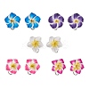 Flower Handmade Polymer Clay Plumeria Stud Earring Findings EJEW-JE06438-S-1