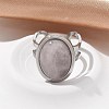 Oval Natural Rose Quartz Finger Rings RJEW-M062-02P-15-4