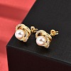 Flower Brass Micro Pave Clear Cubic Zirconia Stud Earrings EJEW-A135-23G-3