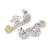 Brass Pave Cubic Zirconia Flower Stud Earrings for Women EJEW-I304-23P-3