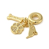 Rack Plating Brass Micro Pave Clear Cubic Zirconia European Dangle Charms KK-P279-34G-2