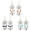 3 Pairs 3 Style Natural Mixed Gemstone Chips Chandelier Earrings EJEW-TA00337-1
