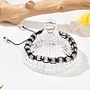 Adjustable Natural Rose Quartz and Non-magnetic Synthetic Hematite Braided Bead Bracelets BJEW-Z090-01B-3