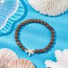 Summer Beach Starfish Dyed Synthetic Turquoise & 6mm Round Wenge Wood Beaded Stretch Bracelets for Women BJEW-JB10514-02-2