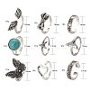 9Pcs 9 Style Adjustable Alloy Finger Rings RJEW-LS0001-15AS-4