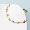 Flower & Heart 304 Stainless Steel Link Bracelets for Women BJEW-F524-06A-G-3