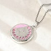 316 Surgical Stainless Steel Aromatherapy Diffuser Perfume Hollow Flat Round Pendant Box Chain Necklaces NJEW-R016-01P-03-2
