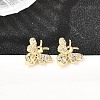 Bees Brass Micro Pave Clear Cubic Zirconia Stud Earrings EJEW-A135-08G-1