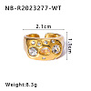304 Stainless Steel Micro Pave Cubic Zirconia Cuff Open Rings WGDC489-03-1