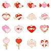 64Pcs 16 Styles Heart Alloy Enamel Charms ENAM-CJ0007-19-1