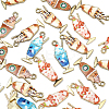 40Pcs 4 Styles Rack Plating Alloy Enamel Pendants ENAM-CJ0002-81-3