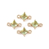 Brass Pave Glass Rhombus Links Connector Charms GLAA-Q088-001I-1