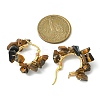 Natural Tiger Eye Chips Braided Hoop Earrings EJEW-JE04940-07-2