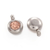 Trendy Original Color 304 Stainless Steel Faceted Grade A Rhinestone Flat Round Charms Pendants RB-N030-01P-2