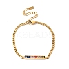 Rectangle 304 Stainless Steel Glass Link Bracelets for Women BJEW-K237-17G-4