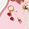 ABS Plastic Imitation Pearl & Alloy Enamel & Synthetic Coral Keychain KEYC-JKC01103-2