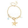 Starfish 304 Stainless Steel Charm Bracelets BJEW-C135-02G-4