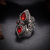 Teardrop & Oval Bohemian Style Zinc Alloy with Resin Imitation Moonstone/Rhinestone Finger Rings FS-WGFB6C4-15-1