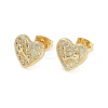 Brass Micro Pave Clear Cubic Zirconia Stud Earrings for Women EJEW-U030-02G-01-1