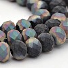 Half Rainbow Plated Faceted Rondelle Glass Beads Strands EGLA-J054-6x4mm-HR01-1