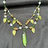 Leaf Pointed Alloy & Glass Pendant Necklaces FS-WGD0F8B-01-3