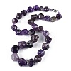 Natural Amethyst Nuggets Beaded Necklaces for Women Men NJEW-K388-01E-5