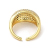 Brass with Cubic Zirconia Open Cuff Rings for Women RJEW-A035-21G-3