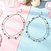2Pcs 2 Styles Natural Amethyst Chip & Glass & 304 Stainless Steel Handmade Link Chain Double Layer Necklaces for Women NJEW-JN05363-1